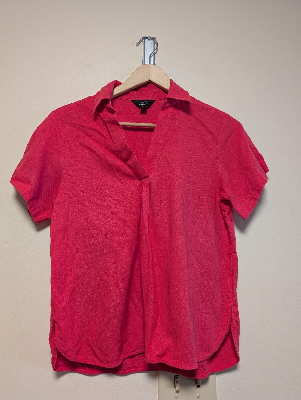 Banana Republic Linen Blend Short Sleeve Blouse Pink S